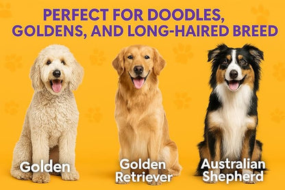 Round Bristle Pet Brush for Dogs and Cats - Soft Dog Brush for Grooming Short or Long Hair - Gentle Tool for Sensitive Skin Removes Dander, Dirt, and Detangles (Purple)
