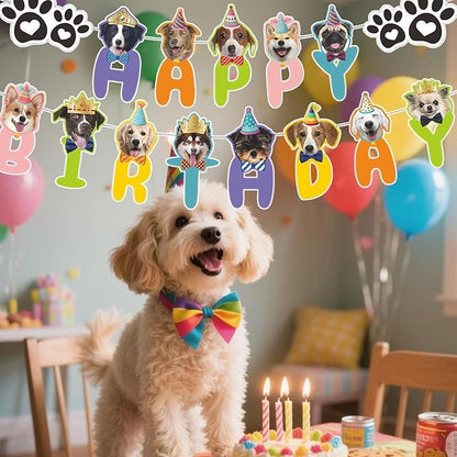Dog Birthday Party Supplies Set,Birthday Bandana,Boy Girl Dog Birthday Hat with Numbers,Happy Birthday Banner for Golden Retriever French Bulldog Labrador Teddy Husky (Pink)