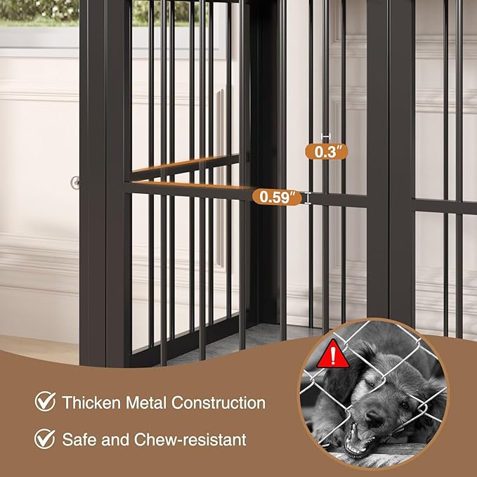39.4" Dog Crate Furniture for Medium and Large Breed, Dog Kennel Furniture with Storage Shelf &amp; Lockable Wheels, Heavy Duty Wooden End Side Table Pet Cage Indoor, Chew-Resistant, Grey
