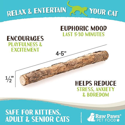 Raw Paws Silvervine Sticks for Cats (30 Pack) - Silvervine Cat Toy for Indoor Cats - Catnip Sticks - Silver Vine Cat Chew Stick
