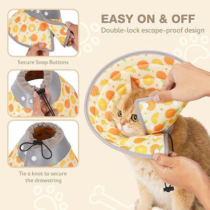 Avont Cat Cone Collar Soft to Stop Licking, Adjustable Foldable Lightweight Kitten Recovery Collar After Surgery for Small Dogs, Elizabeth Cone of Shame Alternative -Orange(L)