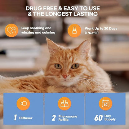 Cat Calming Pheromone Diffuser: Cat Calming Pheromones Diffusers - Reduces Stress &amp; Anxiety with Calming Pheromones