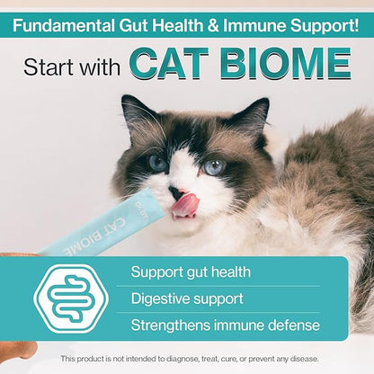 Dr.by CAT BIOME Cat Probiotics - Digestive &amp; Gut Support for Cats, Diarrhea Relief, Immunity Booster with Lactiplantibacillus plantarum Lickable Formula Individually Packaged