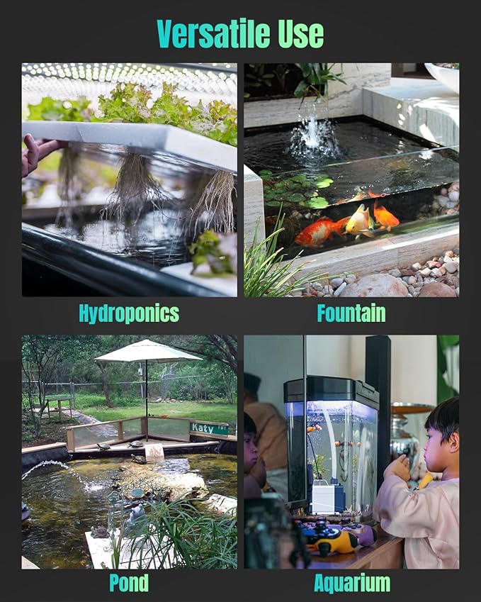 Pawfly 1060 GPH Fountain Pump, 85 W Submersible Water Pump with 14.8 ft. High Lift and 3 Nozzles, Quiet Water Fountain Pump for Aquarium Fish Tank Waterfall Pond &amp; Hydroponics