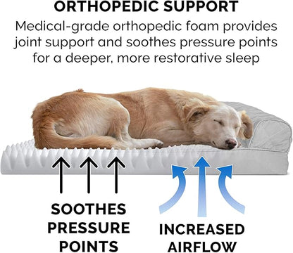 Furhaven Orthopedic Dog Bed for Large Dogs w/ Removable Bolsters &amp; Washable Cover, For Dogs Up to 95 lbs - Quilted Sofa - Silver Gray, Jumbo/XL