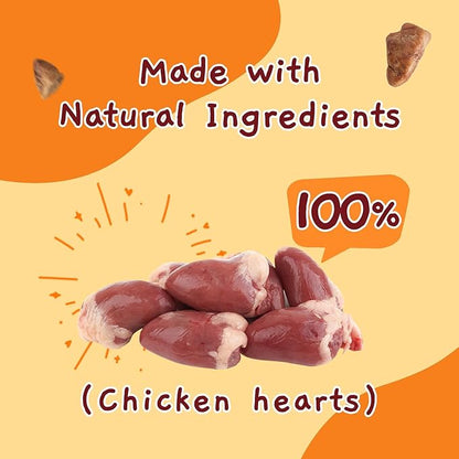 Jungle Calling Freeze Dried Cat &amp; Dog Treats, Freeze Dried Chicken Hearts for Cats &amp; Dogs, High Protein Single Ingredient Chicken Heart Treats, Grain Free Pet Training Treats (Chicken Hearts, 2.3 oz)