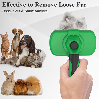 Swihauk Self Cleaning Slicker Brush - Skin Friendly Deshedding Grooming Tool for Dogs &amp; Cats, Suitable for Shedding &amp; Haired Pets, with Pet Supplies Accessories, Green