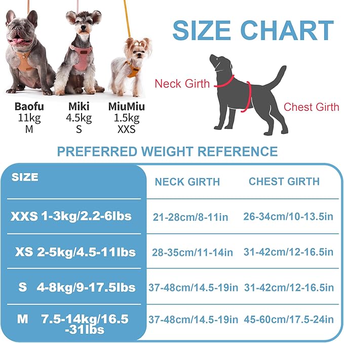 Puppytie Ultra-Light No-Pull XXS Dog Harness – Escape-Proof Adjustable Vest for Small Breeds (2.2-6lbs)