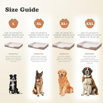 XXL Orthopedic Dog Bed - Washable Dog Sofa Beds for Giant Dogs, Supportive Foam Pet Couch Bed with Removable Washable Cover, Waterproof Lining and Nonskid Bottom