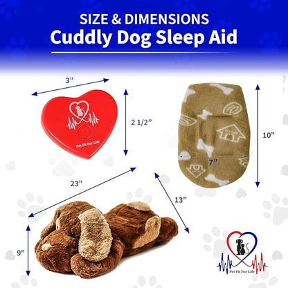 Pet Fit For Life Cuddle Pup Toy with Heartbeat &amp; Heat Pack - USB Rechargeable Cuddly Dog Sleep Aid - Calming Comfort for Anxiety Relief - Safe, Huggable Pet Crate Training Aid - Extra Large