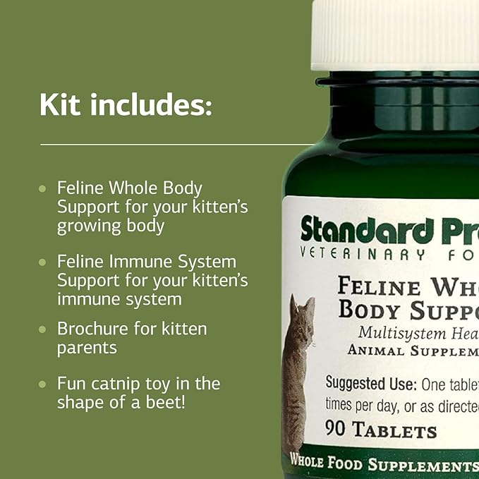 Standard Process Kitten Kit - Overall Health Kit for Feline Whole-Body Support - Feline Immune System Support Supplements - Wellness Supplements to Support Kitten Health &amp; Growth - Includes Catnip Toy