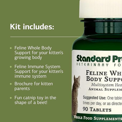Standard Process Kitten Kit - Overall Health Kit for Feline Whole-Body Support - Feline Immune System Support Supplements - Wellness Supplements to Support Kitten Health &amp; Growth - Includes Catnip Toy