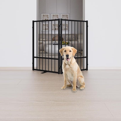Full Metal Freestanding Dog Gate with Door, 32&