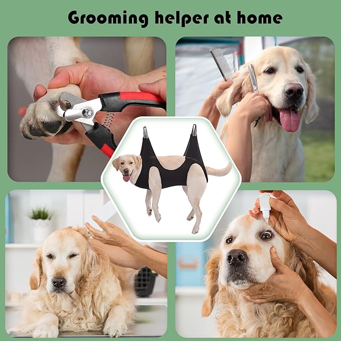 Guzekier Pet Dog Grooming Hammock Harness for Cats &amp; Dogs, Dog Sling for Grooming, Dog Hammock Restraint Bag with Nail Clippers/Trimmer, Nail File, Pet Comb,Ear/Eye Care