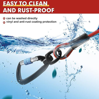 Snagle Paw Dog Tie Out Cable 30FT-1000LBS Break Strength,Heavy Duty Dog Leads for Yard with Shock Absorbing Spring &amp; Swivel Hook,Long Leash Cable for Outdoor Tethering,Dog Line for Small Large Dogs