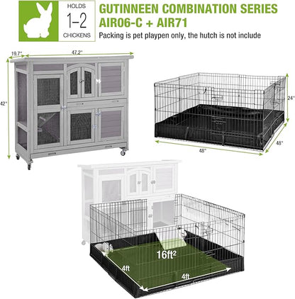 GUTINNEEN Rabbit Pet Playpen Bunny Run Extension Indoor Small Animal Pen (Playpen Only)