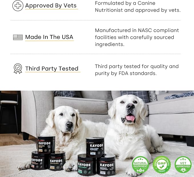 Kayode Itch &amp; Allergy - Natural Dog Allergy Chews with Advanced Itch Relief. Premium Colostrum &amp; Bee Pollen for Dog Allergies. Natural Alternative to Allergy Medicine
