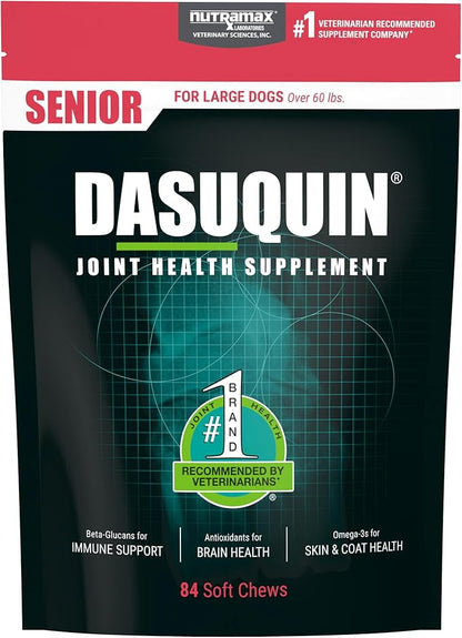 Nutramax Dasuquin Joint Health Supplement for Large Senior Dogs – for Immune Support, Skin &amp; Coat Health, and Brain Health, 84 Soft Chews