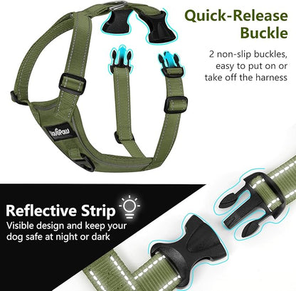Dog Seat Belt Harness for Car, Dog Car Harness Adjustable Mesh Breathable &amp; Dogs Seatbelt Safety Tether with Elastic Bungee for Small Medium Large Pets(Army Green, L)