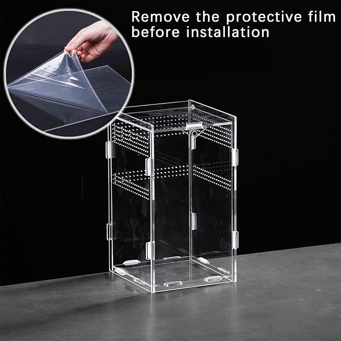 Micro Habitat Terrarium Kit (4pc Set) - Acrylic Reptile &amp; Spider Enclosure (4.7 * 4.7 * 8 Inches)