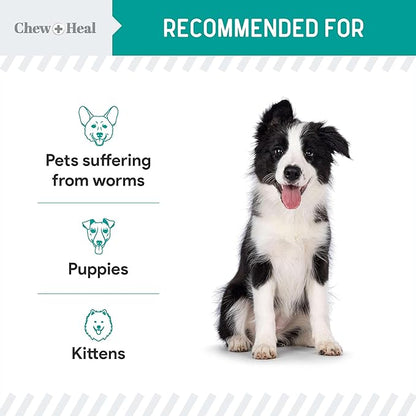 Dog and Cat Dewormer Liquid - 4 oz Wormer Solution to Paralyze and Expel Roundworms - Kitten and Puppy Dewormer