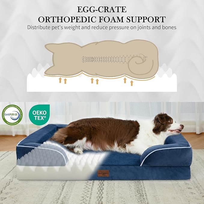 Comfort Expression Small Dog Beds Waterproof Cat Beds Orthopedic Foam Sofa Beds for Small Dogs Comfy Pet Bed with Washable Removable Cover &amp; Non-Slip Bottom(XX-Small,Navy Blue)