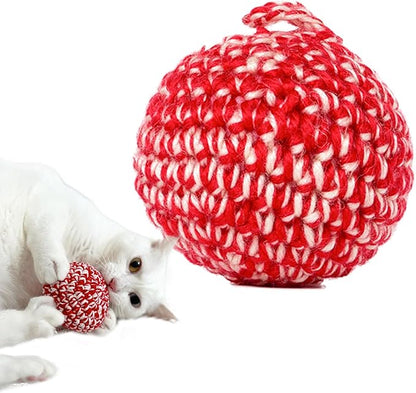 JAYU PET Red Cat Ball [W/O Bell Version] - Handmade Silvervine Cat Toy with Catnip, Interactive Matatabi Ball for Indoor Cats &amp; Kittens, Feline Play Toy &amp; Gift (2.7 inch)