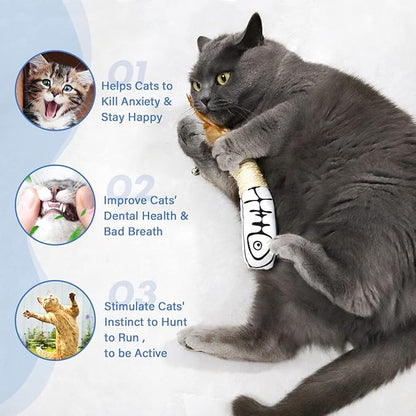 Snowlove 3-Pack Cute Catnip Feather Toys with Silvervine Rope &amp; Bells