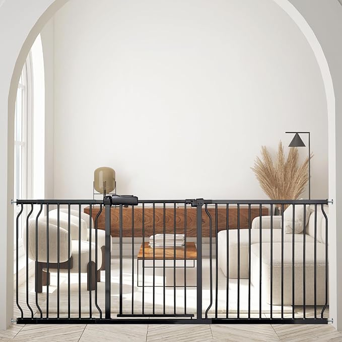 Extra Wide 76.4-81 Inch Large Baby Gates for Stairs, Doorways - No Drilling, Pressure Mounted Pet Gates for Kids &amp; Dogs