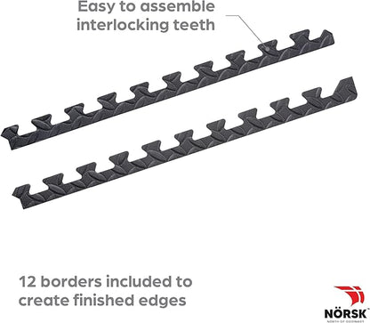 Norsk Foam Floor Gym Mats with Interlocking Tiles, .47" Thick, 24"x24", 30-Pack, 120 Square Feet, Diamond Plate Design, Grey