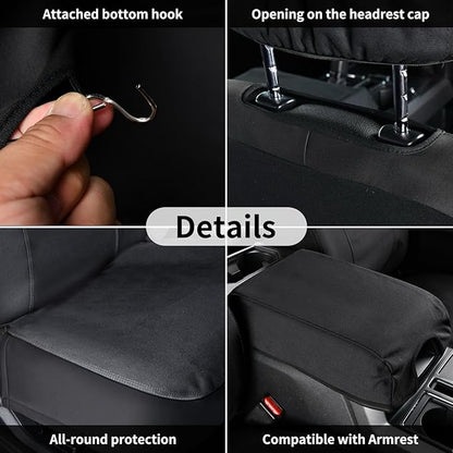 Coverado Front Seat Covers, Waterproof Canvas Seat Protector for Car Seat Cushions for Kids &amp; Dogs, Compatible with 2015-2025 Ford F150 &amp; 2017-2025 Ford F250 F350 F450(Black, 2PCS)