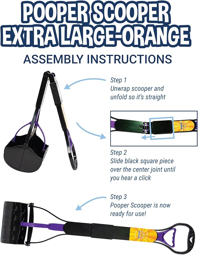 Bodhi Dog Large Foldable Pooper Scooper - 32” Long Handle, Lightweight Portable Pooper Scooper for Small &amp; Large Dogs - Easy to Use - Made with Premium Durable Materials (Purple)