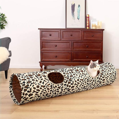PAWZ Road XL Collapsible Cat Tunnel for Fat Cats &amp; Rabbits - 51"x12" Extra Wide Pet Play Tunnel with 12-Inch Diameter for Large Cats, Small Dogs