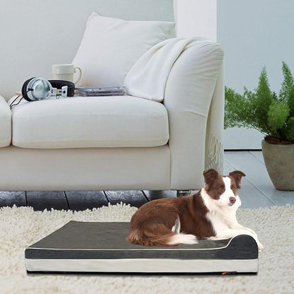 Laifug Orthopedic Memory Foam Extra Large Dog Bed with Pillow and Durable Water Proof Liner &amp; Removable Washable Cover &amp; Smart Design (Large (46"x28"x8"), Grey)