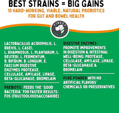 TummyWorks Probiotic Powder for Dogs &amp; Cats. Probiotics For Digestive Health, Immune Support, Diarrhea, Gas, Itching &amp; Seasonal Allergies. With Digestive Enzymes &amp; Prebiotics. Made in USA - 160 Scoops