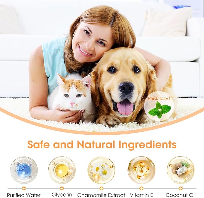 Dog Teeth Cleaning Wipes, Wider Dog Dental Wipes for Teeth, Reduce Plaque &amp; Tartar, Freshen Breath,Safe&amp; Natural Pet Dental Finger Wipes for Dogs Cat, Dog Tooth Wipes Finger,50 Ct, Mint Flavor
