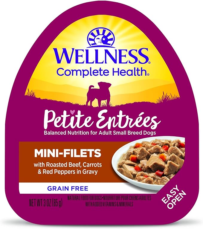Wellness Petite Entrées Mini-Filets with Roasted Beef, Carrots &amp; Red Peppers in Gravy, 3-Ounce Cup (Pack of 12)