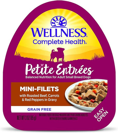 Wellness Petite Entrées Mini-Filets with Roasted Beef, Carrots &amp; Red Peppers in Gravy, 3-Ounce Cup (Pack of 12)