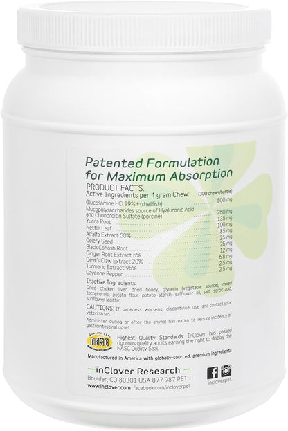 InClover Connectin Natural Hip &amp; Joint Supplement for Dogs with Glucosamine, Chondroitin &amp; Hyaluronic Acid - Soft Chew for Dog Mobility, Comfort &amp; Active Lifestyle Support, 300 Count