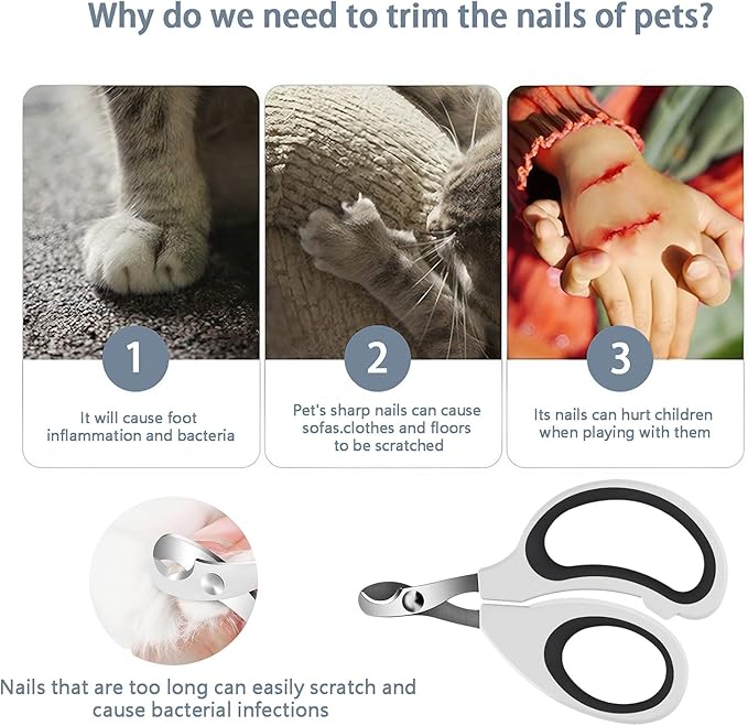 Cats &amp; Dogs Pets Nail Clippers &amp; Trimmers Rabbit Nail Clippers cat Nail Clippers for Indoor Cats cat Claw Clippers with Safety Guard Professional Grooming Tool for Cat Kitten
