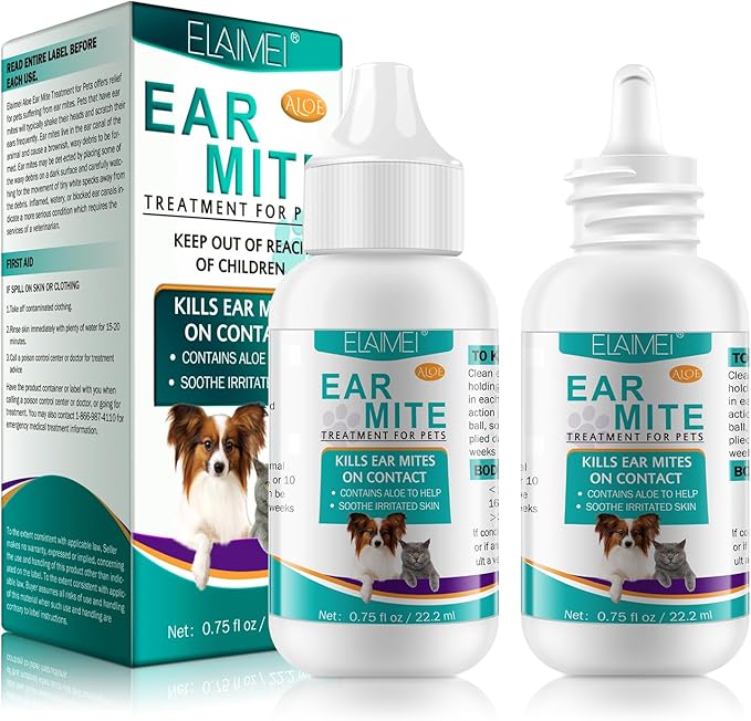 Ear Mite Treatment for Dogs 2PACK, Dog Ear Infection Treatment, Dog Ear Mite Treatment, Dog Ear Drops Alleviation Suffering from Ear Mites &amp; Itching and Odours Stinky Stuff, Dogs Ear Care Solution