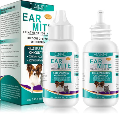 Ear Mite Treatment for Dogs 2PACK, Dog Ear Infection Treatment, Dog Ear Mite Treatment, Dog Ear Drops Alleviation Suffering from Ear Mites &amp; Itching and Odours Stinky Stuff, Dogs Ear Care Solution