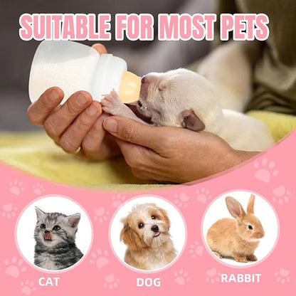 Kitten Bottles, Professional Kitten Bottle Feeding Kit, Nipple&amp;Feeding Kit for Kittens and Puppies, Reusable Newborn Kitten Supplies, Suitable for Feeding Kitten, Puppy, Rabbit