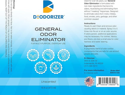 General Odor Eliminator for Multi-Purpose Everyday Use - Air &amp; Surface - Neutralizes Odors, Unscented - 16oz Spray