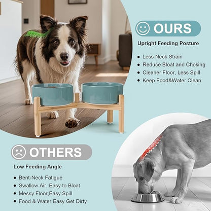 SPUNKYJUNKY Elevated Dog Bowls Ceramic, 7.3&