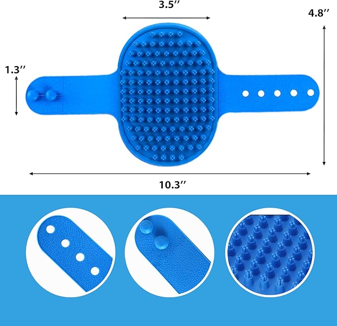 Ultra-Soft Pet Grooming Brush with Adjustable Ring - Ideal for Dogs &amp; Cats of All Hair Types - Bath, Shower &amp; Massage Tool (Blue, 1-Pack)