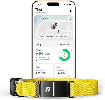New Fi Series 3+ Smart Dog Tracker Collar – AI GPS for Dogs, Health &amp; Behavior Monitor, Virtual Fence, Escape Alerts, Waterproof, Apple Watch Compatible 12Mo Membership Included