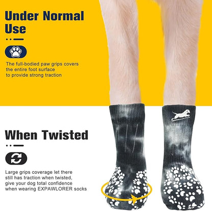 EXPAWLORER Anti Slip Dog Socks to Prevent Licking Paws, Dog Shoes for Hot Pavement, Dog Booties for Small Medium Large Senior Dogs, Traction Control Dog Boots &amp; Paw Protectors for Hardwood Floors