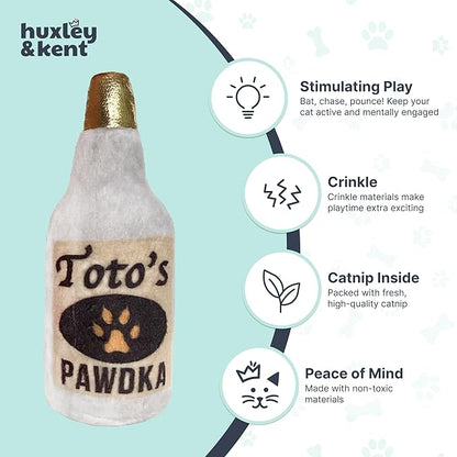 Huxley &amp; Kent Plush Cat Toy - Interactive Catnip Toy for Cats &amp; Kittens - Soft Kitty Toy with Crinkle &amp; Catnip - Fun Indoor Play Toy - Toto&