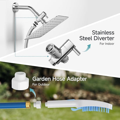 SR SUN RISE Dog Shower Attachment with 4 Adjustable Spray Modes, Pet Shower Attachment Hose for Easy Installation, Dog Shower for Bathing and Grooming, Indoor/Outdoor Use, 6.5-Foot Hose, Blue/White